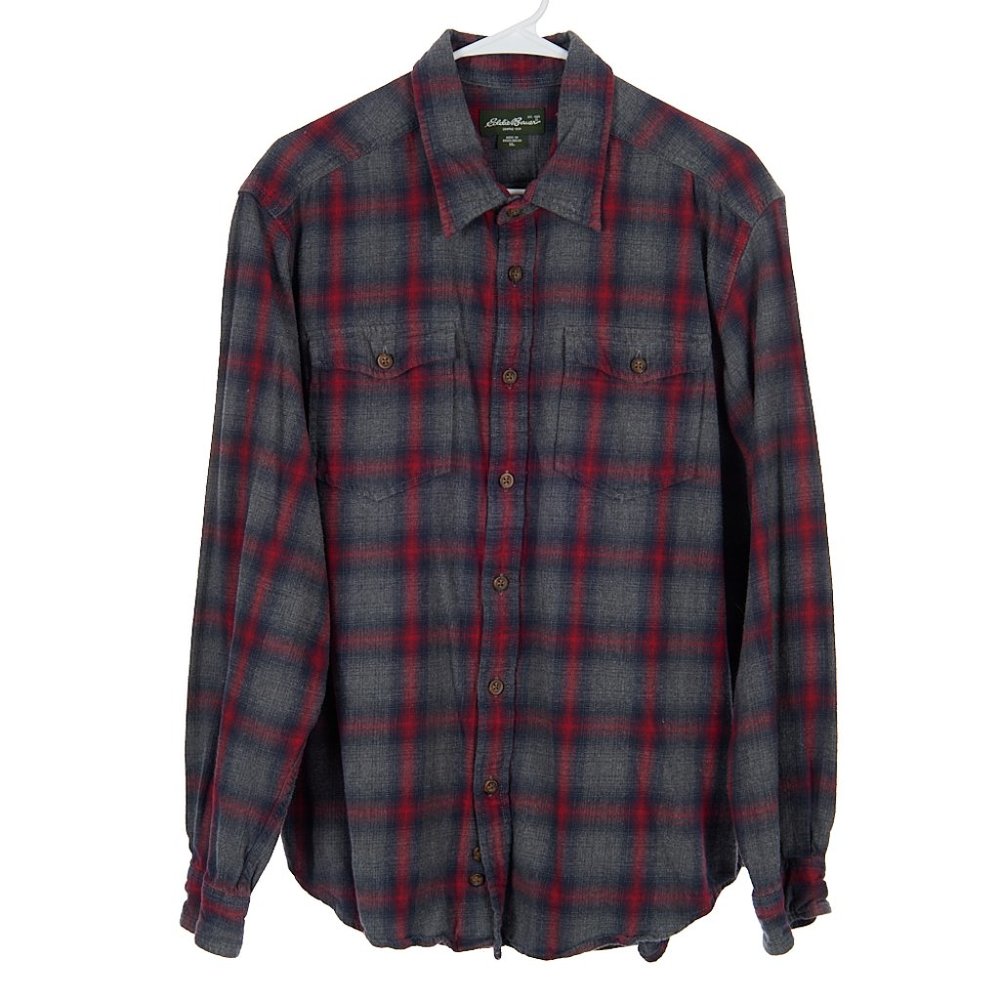 Eddie Bauer Cotton Flannel Button Front Shirt Men's Size XL